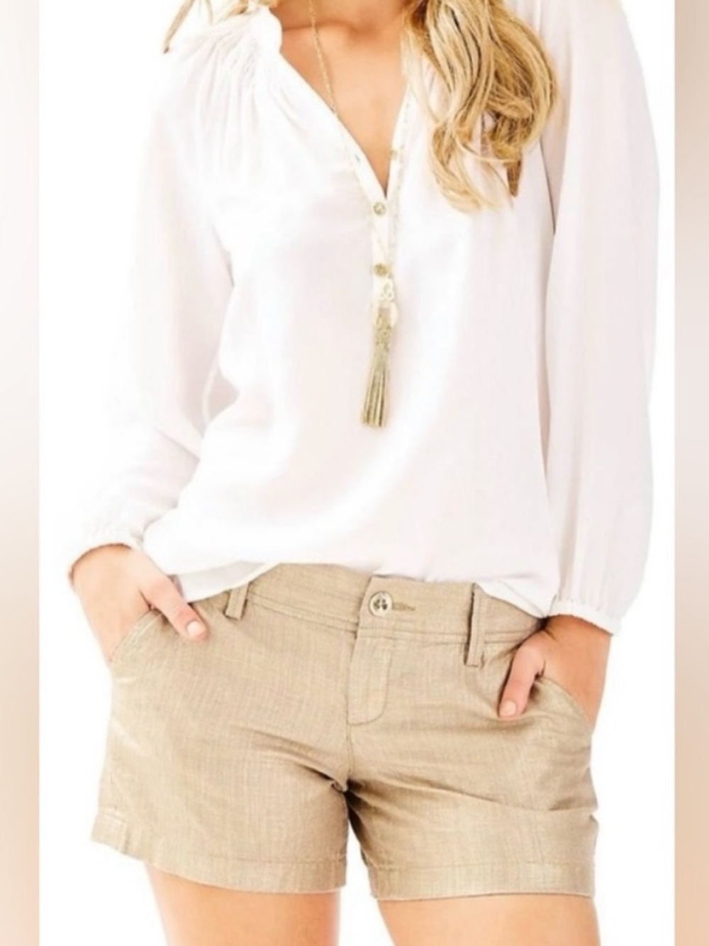 Lilly Pulitzer Gold Linen Callahan 5" Women's Shorts
